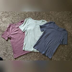 Lucky Brand| NWOT| Set of Three Short Sleeve T-Shirts in Mauve, Mint, and Slate